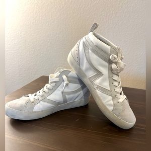 Gianni Bini hightop sneakers. White leather with grey suede.